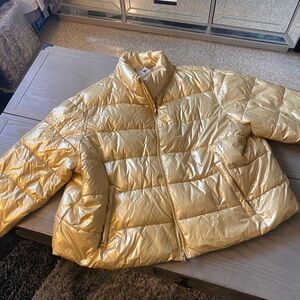 Time and Tru Shiny Gold Puffer Jacket